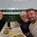 Sir David celebrated his knighthood with traditional pie and mash 