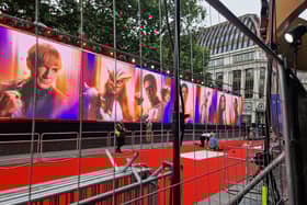 The red carpet has been laid outside Cineworld in Leicester Square 