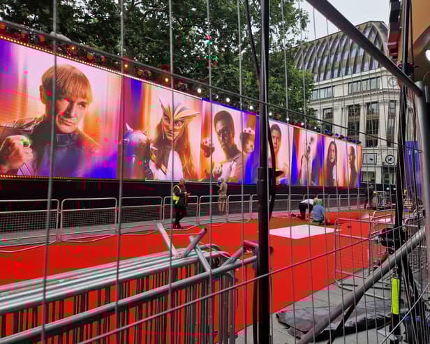 The red carpet has been laid outside Cineworld in Leicester Square 