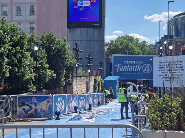 Set up is underway for the Fantastic Four premiere at IMAX in Waterloo