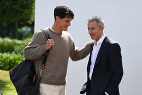Arsenal sporting director Andrea Berta with Christian Norgaard.