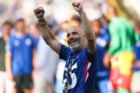 Enzo Maresca, head coach of Chelsea, celebrates following the Club World Cup final between Chelsea and Paris Saint-Germain at MetLife Stadium.