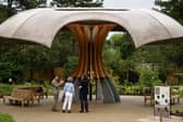 Jonathan Mizzi of Mizzi Studio explains his concept behind the new pavilion as it is unveiled as the centrepiece for the Carbon Garden at Kew Gardens on July 24, 2025