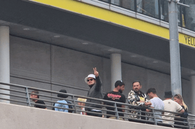 The bucket hats are already out in full force at Wembley ahead of tonight's Oasis gig 