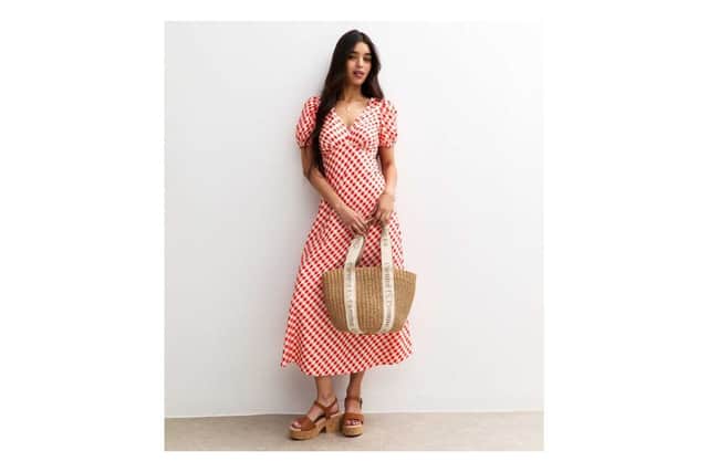 New Look Red Gingham Midi Dress