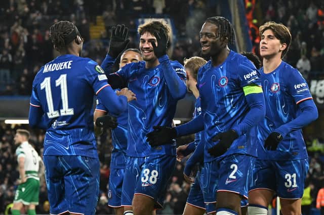 Guiu celebrates scoring for Chelsea.