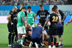 James Maddison receives treatment against Newcastle United.