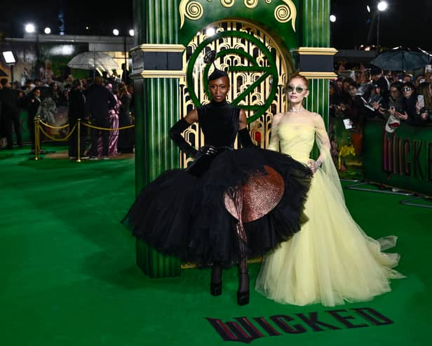 Cynthia Erivo and Ariana Grande attend the "Wicked: Part One" European Premiere at The Royal Festival Hall on November 18, 2024 in London
