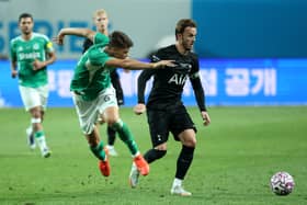James Maddison of Tottenham Hotspur is challenged by Lewis Miley of Newcastle United   during the Pre-Season Friendly match between Tottenham Hotspur and Newcastle United at Seoul World Cup Stadium on August 03, 2025 in Seoul, South Korea.