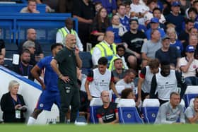 Enzo Maresca, Head Coach of Chelsea, reacts during the pre-season friendly match between Chelsea and Bayer Leverkusen at Stamford Bridge on August 08, 2025 in London, England. 