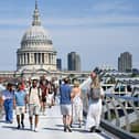 Bright skies and super sunny scenes in London during the 2025 heatwave