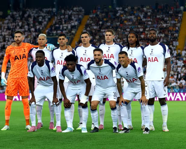 Tottenham Hotspur line up against PSG in the UEFA Super Cup final.