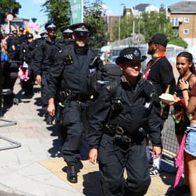 Police are seen on patrol during the Notting Hill Carnival 2025