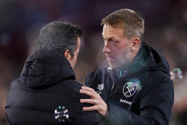 Graham Potter and Marco Silva at the London Stadium
