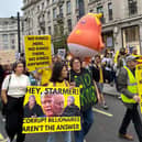 Anti-Trump protesters march through London today (18th September) 
