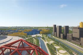 The path the Arcellormittal Orbit zipline would follow according to developers