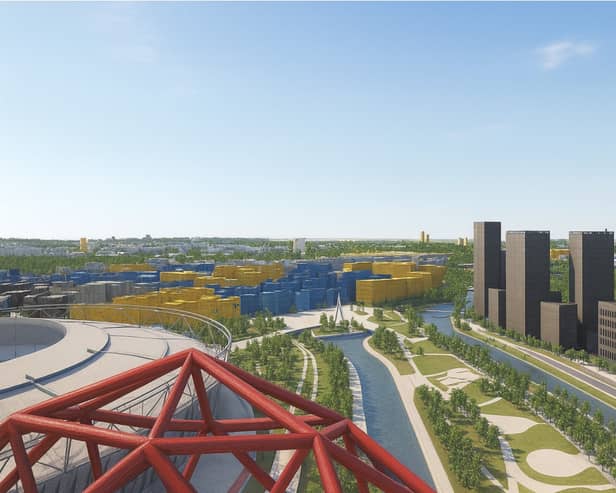 The path the Arcellormittal Orbit zipline would follow according to developers