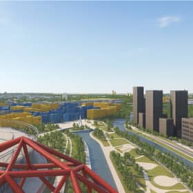 The path the Arcellormittal Orbit zipline would follow according to developers