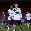 Jude Soonsup-Bell celebrates scoring for Spurs in the Premier League 2.