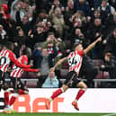 Granit Xhaka celebrates scoring the equaliser against Everton.