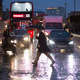 The heavens will open over London this weekend, bringing torrential downpours and strong winds