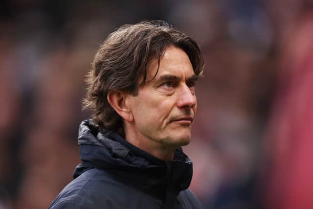Spurs manager Thomas Frank at Old Trafford.