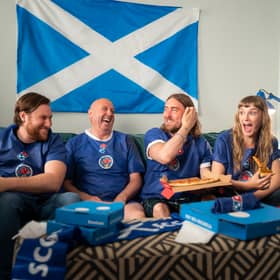 Terry Butcher and Gary McAllister launch Domino's 'Shirtiette' a stain-absorbing football shirt made to embrace messy matchday stains with pride