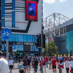 Hotel Football sits directly opposite Old Trafford, making it a popular base for Manchester United fans on match days.