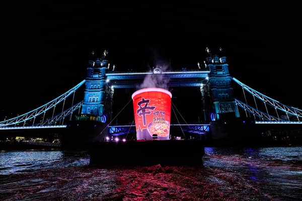 The six-metre-high installation sailed past some of London's most iconic landmarks