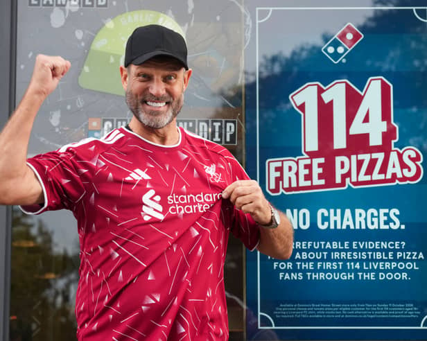 Domino's offered 114 free pizzas to the first 114 fans wearing Liverpool jerseys