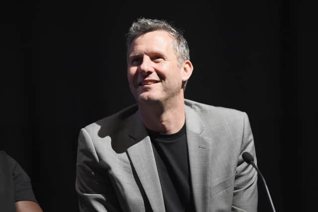 LONDON, ENGLAND - APRIL 09: Comedian Adam Hills speaks on stage during the panel discussion about 'How TV Turned Paralympians Into Heroes' at the BFI & Radio Times TV Festival at BFI Southbank on April 9, 2017 in London, England. (Photo by Tabatha Fireman/Getty Images)