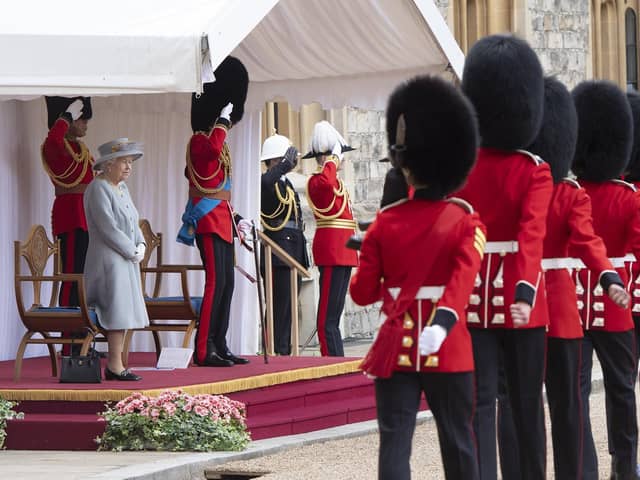 Queen Elizabeth II attends a military ceremony in the Quadrangle of Windsor Castle to mark her Official Birthday on June 12, 2020 at Windsor Castle. Trooping of the Colour has marked the Official Birthday of the Sovereign for over 260 years. Photo by Eddie Mulholland - WPA Pool/Getty Images)