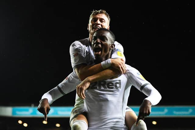 Arsenal loanee Eddie Nketiah scores his first Championship goal against Brentford at Elland Road.