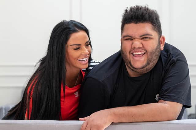 Katie Price with her son Harvey. Photo: W8 Media