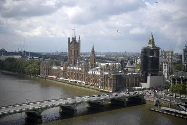 The Palace of Westminster, which houses the the House of Lords and the House of Commons in the Houses of Parliament. (Photo by DANIEL LEAL-OLIVAS/AFP via Getty Images)