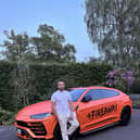 Londoner, Mario Aleppo, the Fireaway CEO here with a company branded flame orange Lamborghini