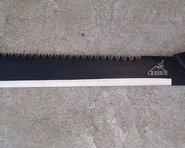 Gerber Legendary Blades machete/saw combo. Copyright Dana60Cummins via Wikimedia Commons