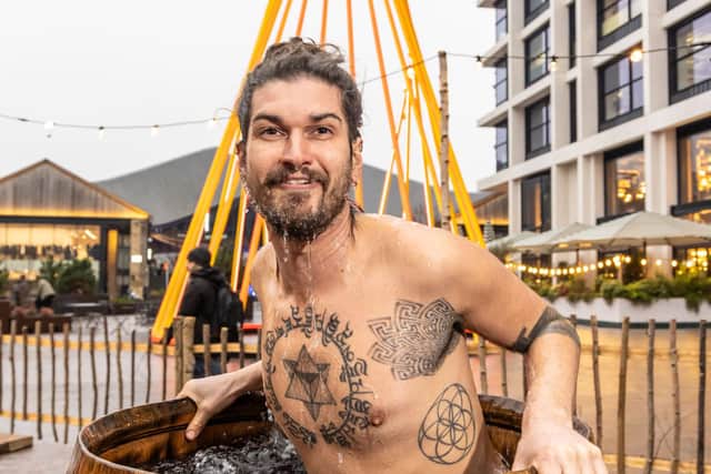Ice bathing as part of the King's Cross Mind Your Brain wellness campaign at Slomo Wellbeing saunas