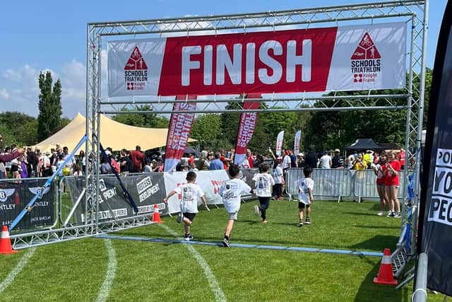 The Finish Line of the Royal Russell Schools Triathlon 2024