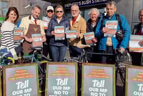 Protesters with GLA Chair, Andrew Boff