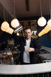 Nicholas Latifi preparing a cocktail at Mestizo Chelsea