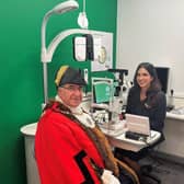 The Mayor of Barnet, Cllr Tony Vourou with Shilpa Gadhia, Specsavers Hendon Optometrist Director.