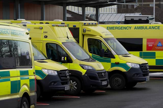 Ambulances outside a hospital in Ashford, Kent, as at least three ambulance services have declared critical incidents as NHS services around the country face "unprecedented" pressure, ahead of planned strike action. North East Ambulance Service, South East Coast Ambulance Service and the East of England Ambulance Service have all moved to the status as staff work to respond to calls. Picture date: Tuesday December 20, 2022.