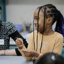 Young girl with teacher.