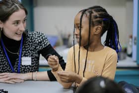 Young girl with teacher.