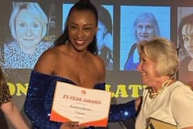 Pictured: Suzanna Barnes, Principal of Stagecoach Chigwell accepting her award for 25 years of service.