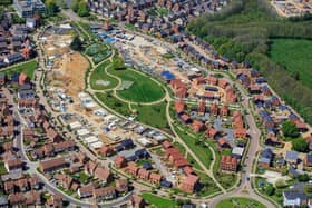 Aerial view of Bellway’s Aviation Park development at Kings Hill in Kent.