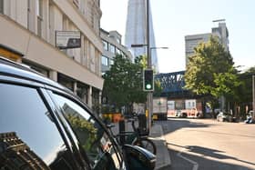 Steph charging her car near The Shard in London.