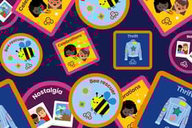 Designs of the new bee rescuer, celebrations, thrift, and nostalgia badges