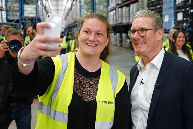 Keir Starmer visits Global Brands, Bridge Street industrial estate, in Clay Cross for a question and answer session with staff.